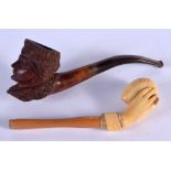 TWO VINTAGE PIPES. 17 cm long. (2)