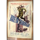 BREAKTHROUGH movie poster, 1950, dedicated and autographed by John Agar, horizontal and vertical fol