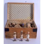 A BOX OF EARLY 20TH CENTURY INDIAN POTTERY PUNA FIGURES. Largest 9 cm high. (qty)