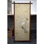 A LATE 19TH CENTURY JAPANESE MEIJI PERIOD SILKWORK PANEL depicting birds within an Aesthetic movemen