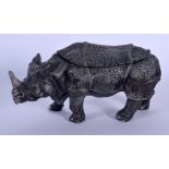 A CONTEMPORARY COLD PAINTED BRONZE RHINOCEROS INKWELL. 15 cm x 9 cm.