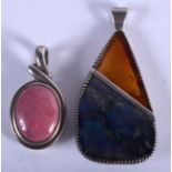 TWO SILVER PENDANTS. 25 grams. 5 cm x 2 cm. (2)