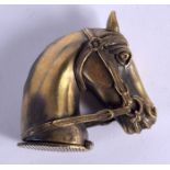 A CONTEMPORARY BRASS HORSE HEAD VESTA CASE. 3.5 cm x 4 cm.