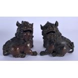 A PAIR OF CHINESE BRONZE BUDDHISTIC CENSERS AND COVERS 20th Century. 17 cm x 15 cm.