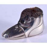 AN ANTIQUE SILVER BOOT PIN CUSHION. Birmingham. 57 grams. 4.5 cm x 7 cm.