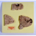 FRAGMENTS FROM THE LIBRARY OF ASHNURBANIPAL Nineveh, 9th Century BC casts. Largest stone 9 cm x 9 cm