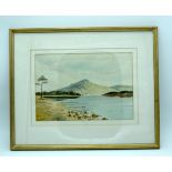 A Framed watercolour of a Scottish Loch by W Glover 23 x 34cm.