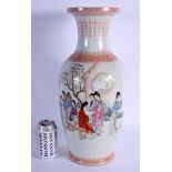A LARGE CHINESE REPUBLICAN PERIOD FAMILLE ROSE VASE painted with figures. 45 cm x 15 cm.
