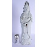 A 19TH CENTURY CHINESE BLANC DE CHINE PORCELAIN FIGURE OF GUANYIN Qing. 51 cm high.