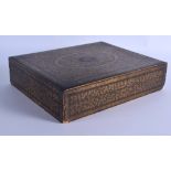 A LARGE EARLY 19TH CENTURY CHINESE EXPORT BLACK LACQUER GAMING BOX AND COVER containing numerous mot