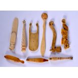 ASSORTED ANTIQUE CONTINENTAL TRIBAL BONE SPOONS. (qty)