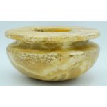 A heavy Afghani Alabaster bowl 10 x 20 cm.