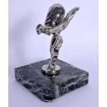 A VINTAGE SILVER PLATED SPIRIT OF ECSTASY CAR MASCOT. Mascot 11 cm x 5 cm.