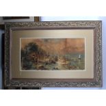 Continental School (19th Century) Watercolour, Coastal Scenes. Image 75 cm x 35 cm.