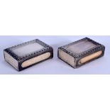 TWO FRENCH CARTIER SILVER MATCHBOX HOLDERS. 4 cm x 2.5 cm. (2)