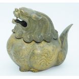A Chinese bronze lidded censer in the form of a beast 17 x 17cm (2).