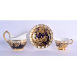 Royal Crown Derby Old Aves pattern cream jug and cup and saucer. Jug 11.5cm high (3)