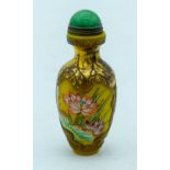 Chinese Peking glass snuff bottle decorated with gilt 8.5cm.