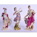 A 19TH CENTURY MEISSEN FIGURE OF MINERVA after an 18th century model by J Kaendler, together with t