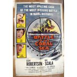 BATTLE OF THE CORAL SEA movie poster, 1959, horizontal, and vertical folds, 105 cm x 68 cm, THE SHAD