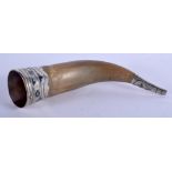 AN ANTIQUE CONTINENTAL NIELLO HORN POWDER FLASK. 158 grams. 22 cm x 5 cm.