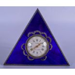 A RARE FRENCH CARTIER SILVER PENDULETTE CHEVALET C1906 the triangular silver case formed with bold b