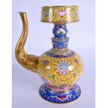 A RARE EARLY 20TH CENTURY CHINESE CANTON ENAMEL TIBETAN EWER Late Qing/Republic, painted with flower