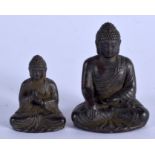 TWO JAPANESE BRONZE FIGURES OF BUDDHA. Largest 4.5 cm high. (2)
