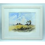 A framed watercolour of the “ Farm above St Andrews Fife” by Don McKechnie 26 x 36.