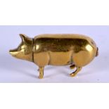 AN ANTIQUE PIGGY BRASS VESTA CASE. 4.5 cm x 2.5 cm.