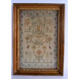 A 19TH CENTURY ENGLISH EMBROIDERED SAMPLER by Sarah Bennett. Image 42 cm x 28 cm.