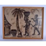 A RARE TRIBAL PICTORIAL BARK CLOTH TAPA PAINTING probably Pacific Islands of Mbuti Pygmies. Image 50