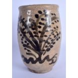 A 19TH CENTURY CHINESE KOREAN CRACKLE GLAZED VASE painted with calligraphy. 17 cm high.