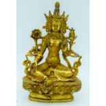 A Tibetan gilded bronze buddha 15cm .