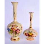 Royal Worcester vase painted with flowers on a blush ivory ground, date code 1907, shape 1661 and an