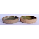 A PAIR OF ST IVES STUDIO POTTERY DISHES. 10.5 cm wide.