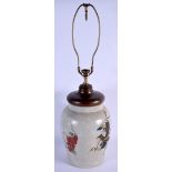 A JAPANESE CRACKLE GLAZED VASE 20th Century, converted to a lamp. Vase 28 cm x 15 cm.