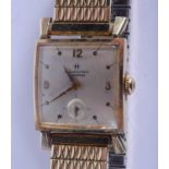 A 14CT GOLD HAMILTON WRISTWATCH presented to Ford General Motors Company employee Stanley A Staszews