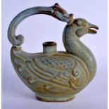 A CHINESE JUNYAO POTTERY DRAGON HANDLED DUCK EWER 20th Century. 20 cm x 15 cm.