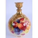 Royal Worcester vase painted with autumnal leaves and berries by Kitty Blake, signed, date code for