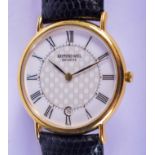 AN 18K GOLD PLATED RAYMOND WEIL WRISTWATCH. 2.75 cm diameter.