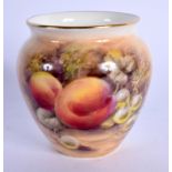 Royal Worcester vase painted with fruit by P. Love, signed, date code 1952, shape 2471. 7.5cm high
