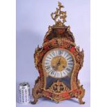 A LARGE EARLY 20TH CENTURY FRENCH BOULLE TYPE BRACKET CLOCK decorated with foliage and vines. 54 cm
