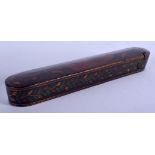 AN ANTIQUE PERSIAN QAJAR LACQUER SLIDING PEN BOX. 17.5 cm long.