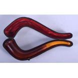 A VINTAGE AMBER PIPE. 25 grams. 18 cm long.