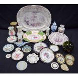 A collection of English and continental ceramics, platters, jugs vases Qty.