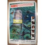 SHARKS TREASURE movie poster, horizontal and vertical fold, 105 cm x 68 cm, INSTINCT FOR SURVIVAL, M