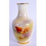 Royal Worcester vase painted with Highland Cattle by Harry Stinton, signed date for 1961. 12cm high