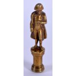 A 19TH CENTURY FRENCH BRONZE SEAL in the form of Napoleon Bonaparte. 104 grams. 9 cm high.