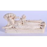 A 19TH CENTURY ANGLO INDIAN CARVED IVORY BUDDHISTIC DEITY. 12 cm x 5 cm.